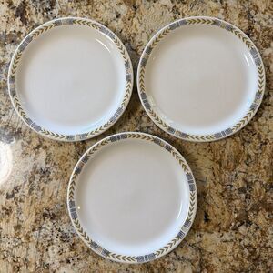 Vintage 3 SHENANGO ESQUIRE Restaurant Ware 9" Plates Greek Key Gold Laurel